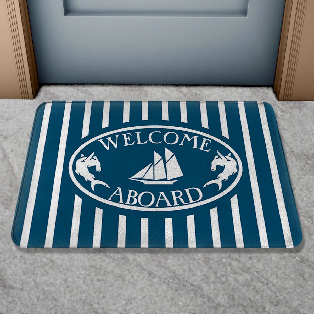 Custom Door Mat Non-Slip Bath Mat Personalized Welcome Rug Indoor Outdoor Custom Boat Name Home Decor Bathroom Floor Mat