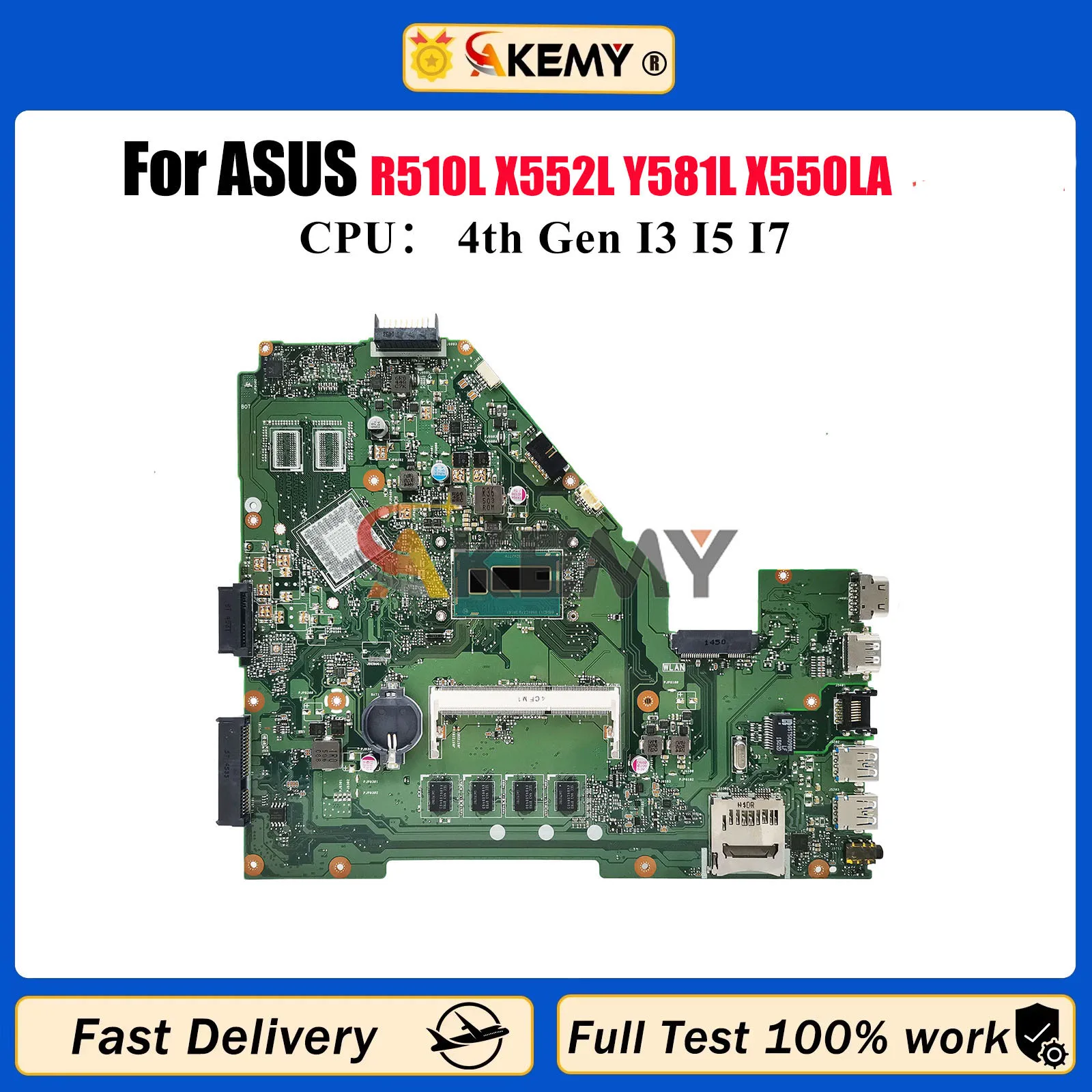 

Материнская плата для ноутбука X550LA ASUS VivoBook X550L R510L X552L Y581L X550LD X550LC X550LN X550LB с процессором I3 I5 I7 stk