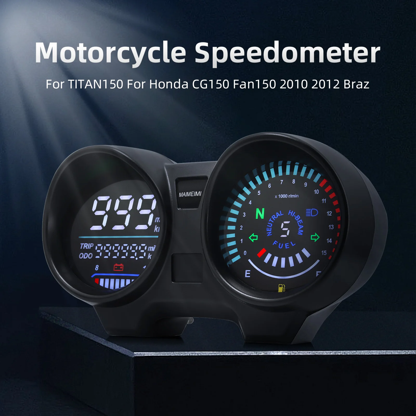 LED Digital Dashboard Motorcycle 15000 RPM Meter Speedometer ODO TRIP KMH MPH Fuel Level For Brazil TITAN 150 Honda CG150 Fan150