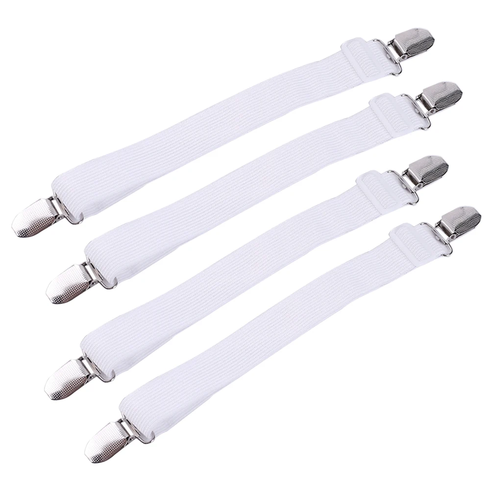 

4pcs Bed Sheet Clips Mattress Fixing Bands 35cmx2cm Elastic Fasteners Gripper Straps Secure Curtains Organize Pants