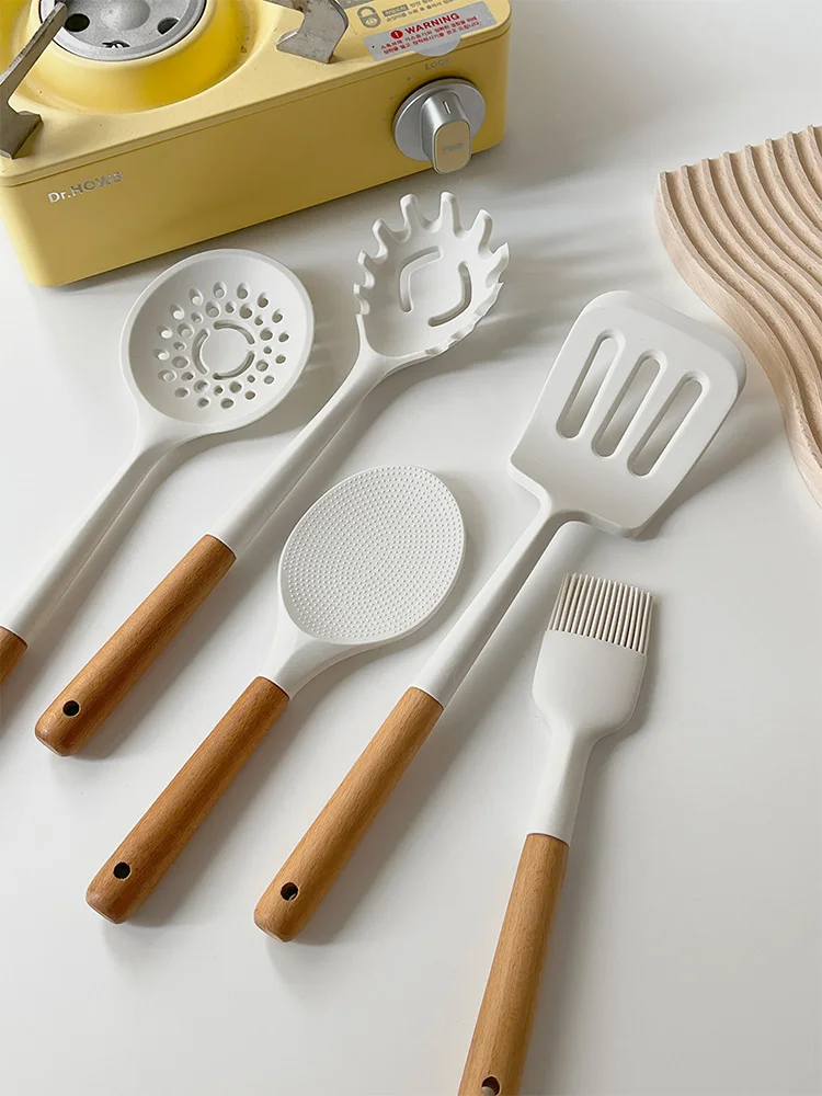 

Mooney silicone non-stick pan special shovel spoon frying shovel rice spoon oil brush food clip household kitchenware set.