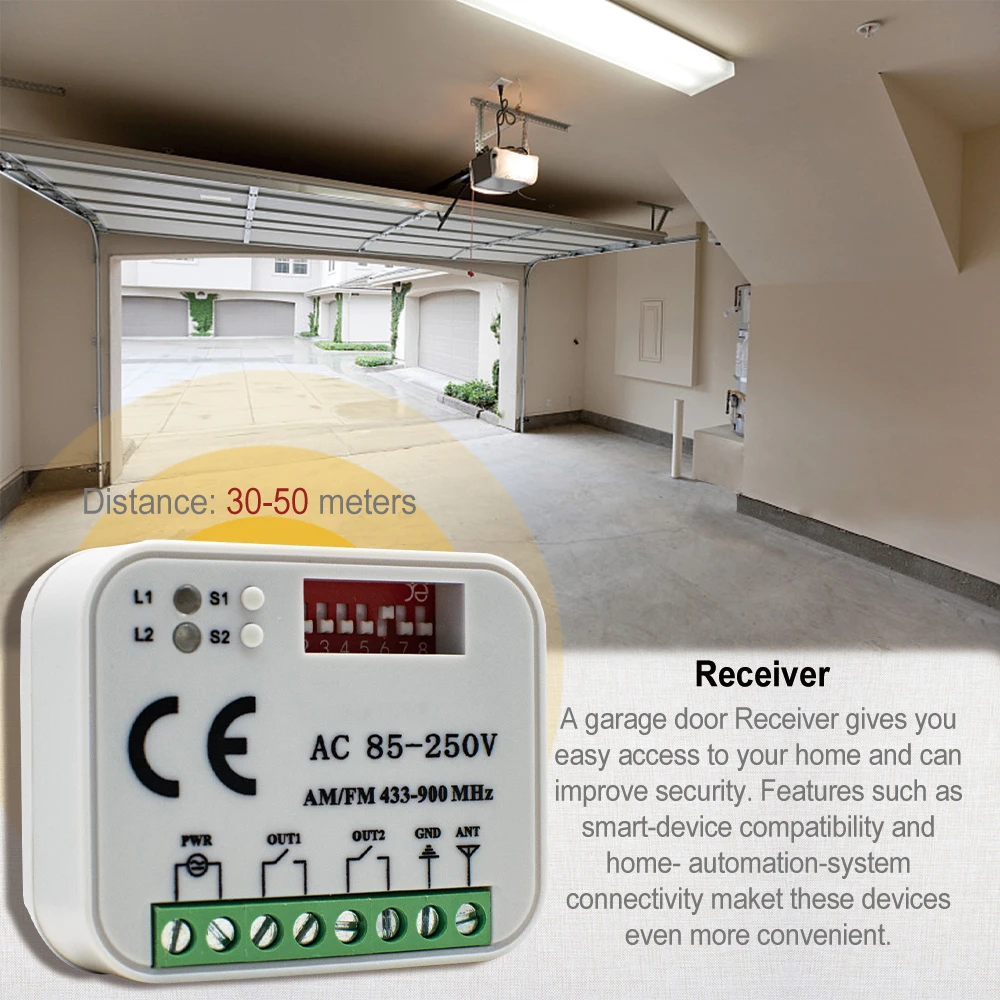 Universal Garage Gate Remote Control Controller AC DC 9-30V 85-250V 2CH 300MHz-868MHz 433MHz Garage Door Opener Switch