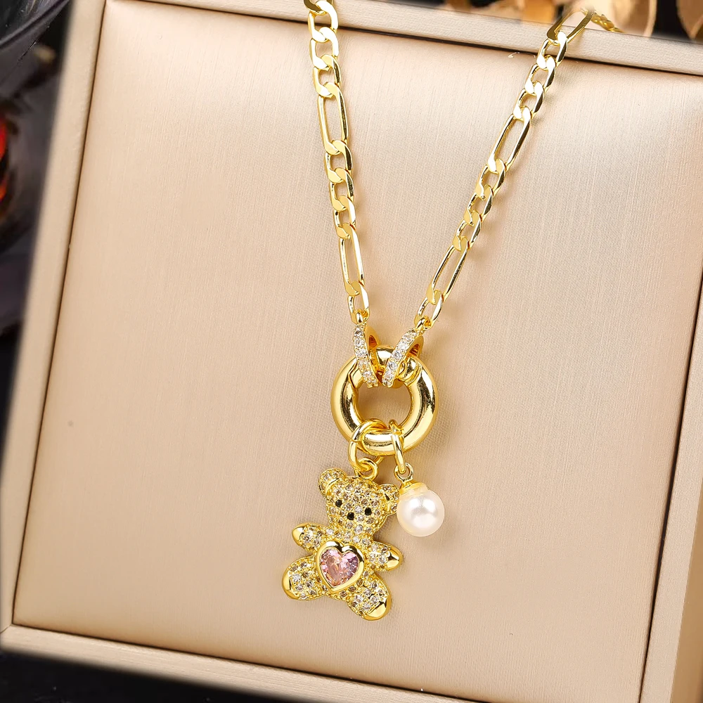 Hot Sale Cute Animal Bear Crys - Pearl Trim Chain recension och pris