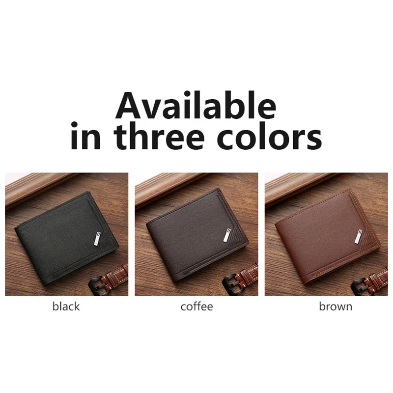 Men's Short Frosted Leather Wallet Premium Product Multi-Slot Coin Pocket Photo Holder Short Purses Small Black Men's Wallet New - view 6