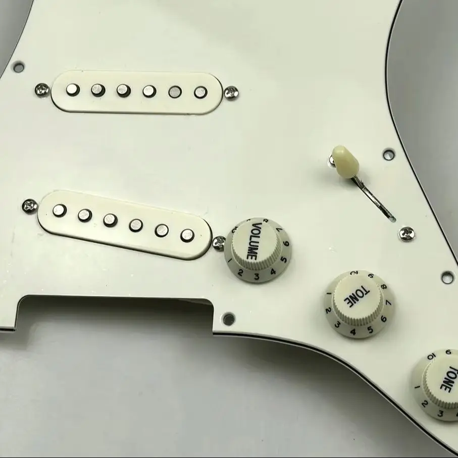 White 3P SSS Loaded Prewired Pickguard For Strat ST Electric Guitar Triple Single Coil Pickups 5 Way Switch