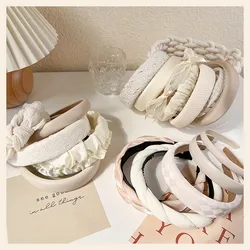 New Fashion White Series Headbands for Women Plaid Hairbands for Girls Sponge Headwear Hair Hoop Women Bezel Hair Accessories