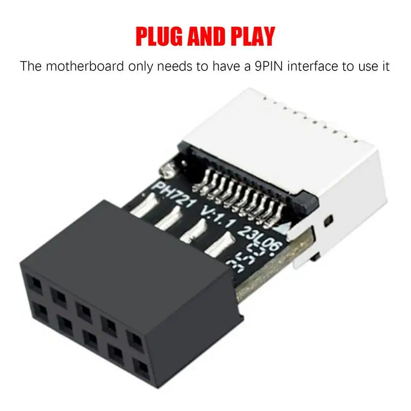 USB- C Motherboard Adapter Chassis Motherboard USB2.0 9PIN Male To TYPE-E Female Adapter TYPE-C Socket 9-pin PH721