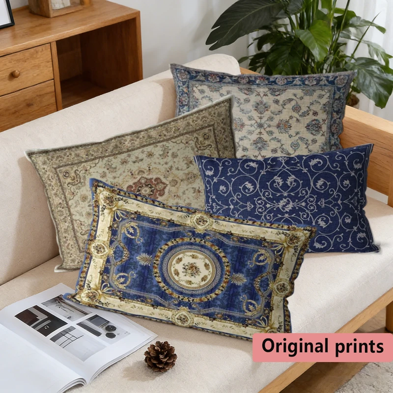 Imagen 3: Fundas de cojín vintage con diseño floral persa, adecuadas para sofá, dormitorio, coche, cojín rectangular, cojín para la espalda