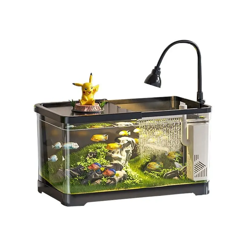 

Fish tank aquarium ecological desktop goldfish tank plastic transparent small living room oxygen filter household cylinder cycle