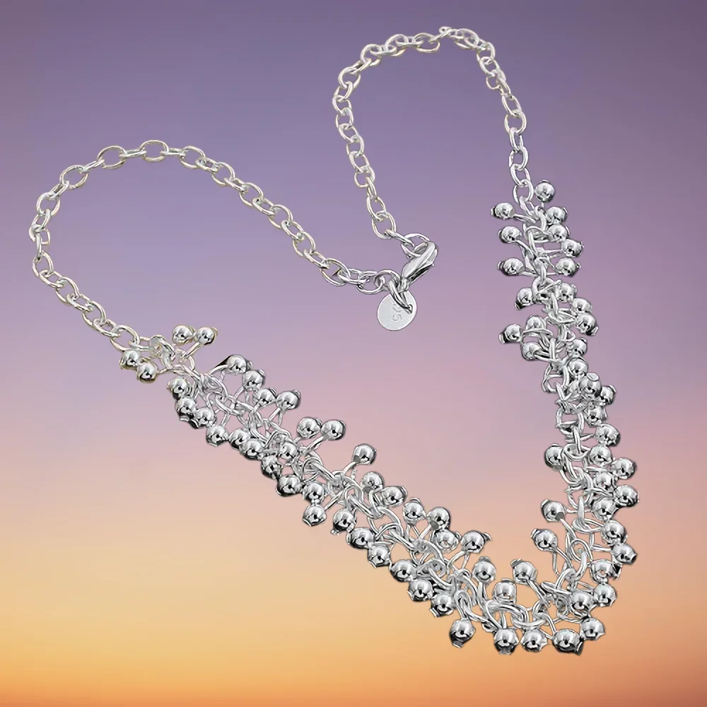 Fashion kpop 925 sterling Silver charms smooth beads grape Necklaces party wedding Versatile Jewelry Christmas gifts