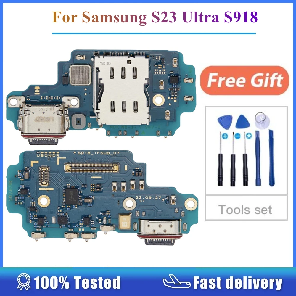 

For Samsung Galaxy S23 Ultra 5G SM-S918U S918B/N/F S9180 USB Connector Dock Charger Charging Port With PCB Board Replacement