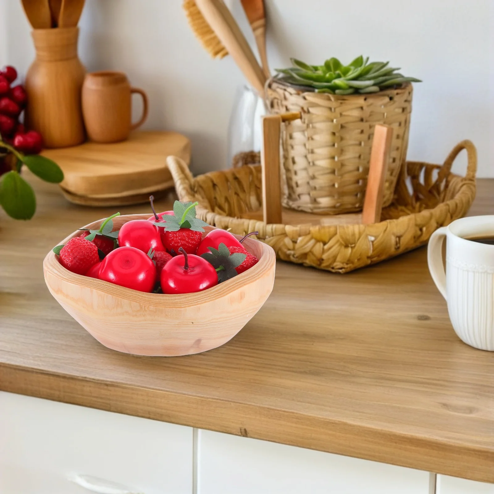

Irregular Vintage Decorative Fruit Tray Wooden Serving Plate Bowl for Home Hotel Coffee Table Kitchen Bar Display