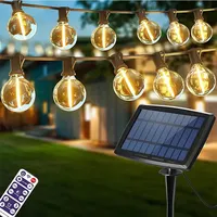 Solar LED Outdoor Lamp with 10/25/30/50 G40 Bulbs for Camping and Garden Decoration Street Garland Camping Fairy Lights