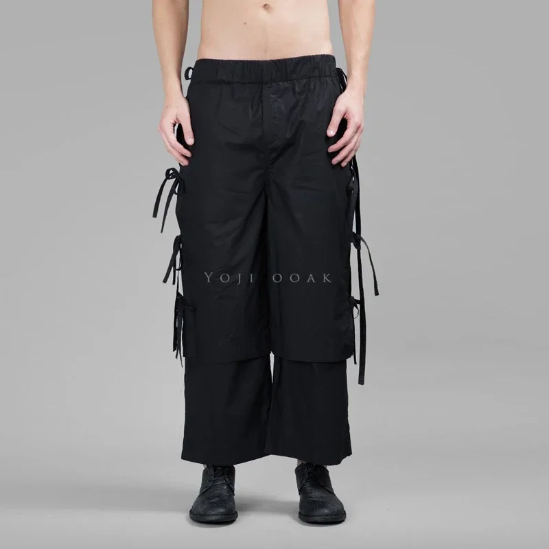 

YOJI OOAK CRAIG ЗЕЛЕНЫЕ БРЮКИ с бахромой, укороченные двухслойные брюки с серпанцами