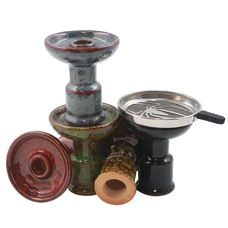 

Ceramic Hookah Bowls And Shisha Metal Charcoal Holder Silicone Handle Narguile Nargile Chiaha Smoking Pipe Accessories