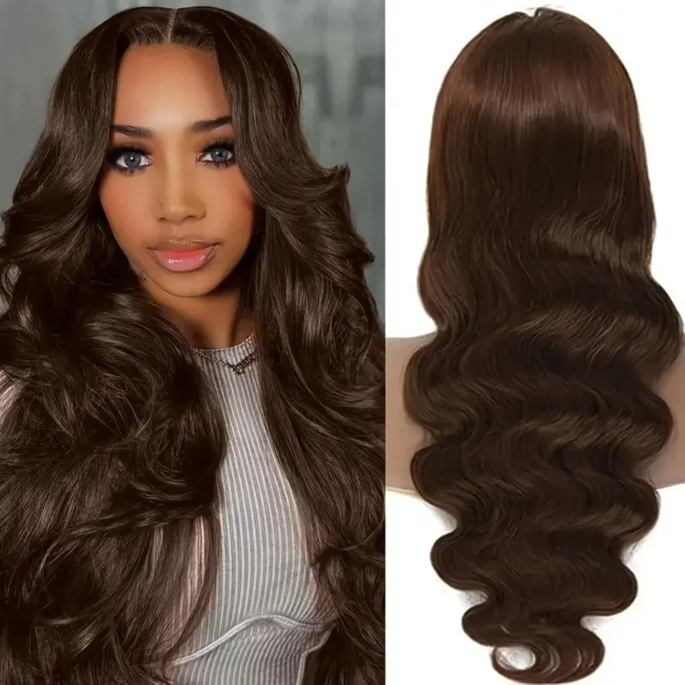 Chocolate Brown Body Wave Lace Front Wigs Brazilian Lace Frontal Wigs For Women 13x4 13x6 Brown Preplucked Human Hair Wig