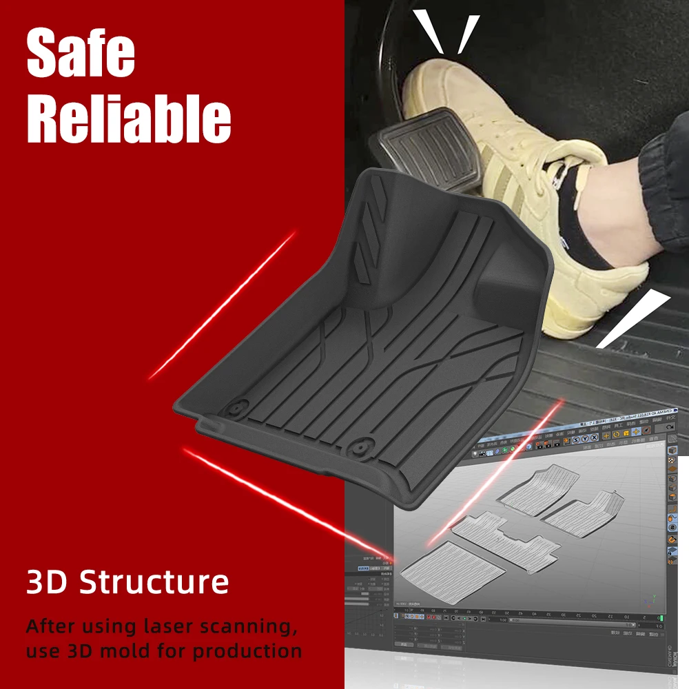 مخصص جميع الأحوال الجوية TPE مقاوم للماء والغبار سيارة الكلمة حصيرة 2024 Trumpchi E9 RHD 7 مقاعد PHEV سيارة حصيرة