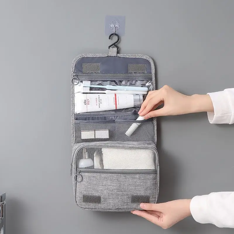 Travel Makeup Bag Waterproof with Hanging Hook Lightweight Toiletry Storage Pouch for Business Trip Vacation Use