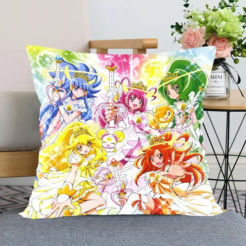 New Smile Precure! Anime Pillow Cover Bedroom Home Office Decorative Pillowcase Square Zipper Pillow case Soft Cover