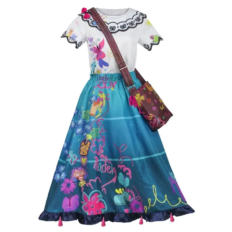 Anime Movie Encanto Mirabel Madrigal Cosplay Costume Princess Dress Eyeglasses earrings full set Adult Kids Uniform Mirabel suit