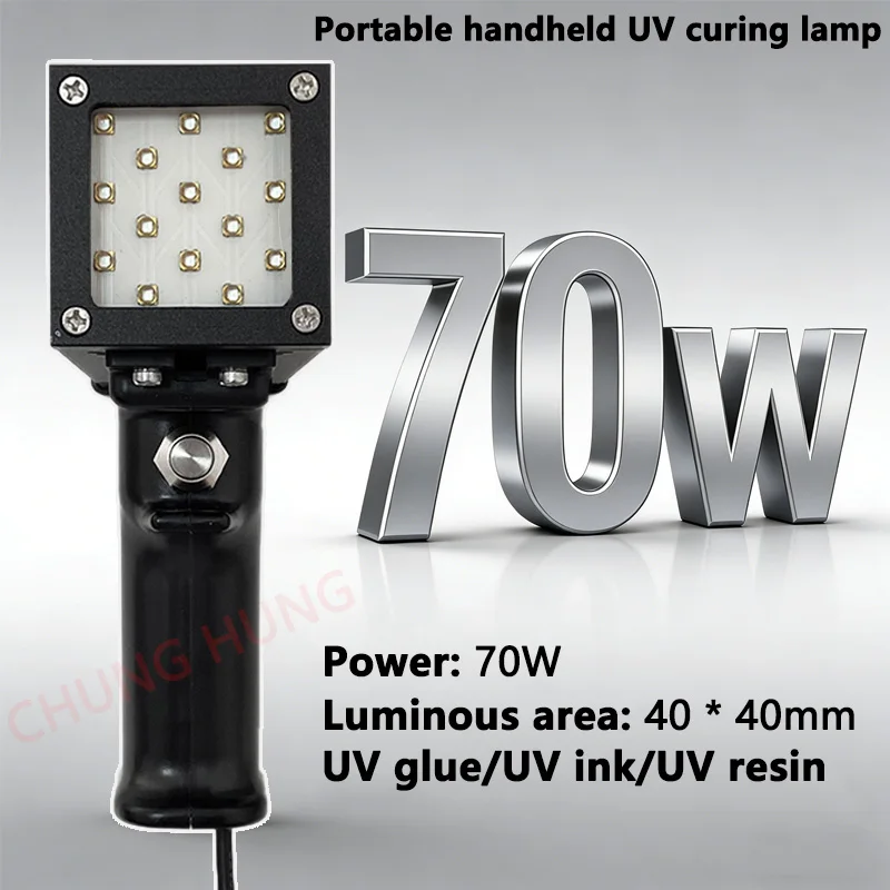 Handheld UV lamp suitable for UV ink shadowless glue green oil mobile phone maintenance high-power UV LED curing lamp air-cooled