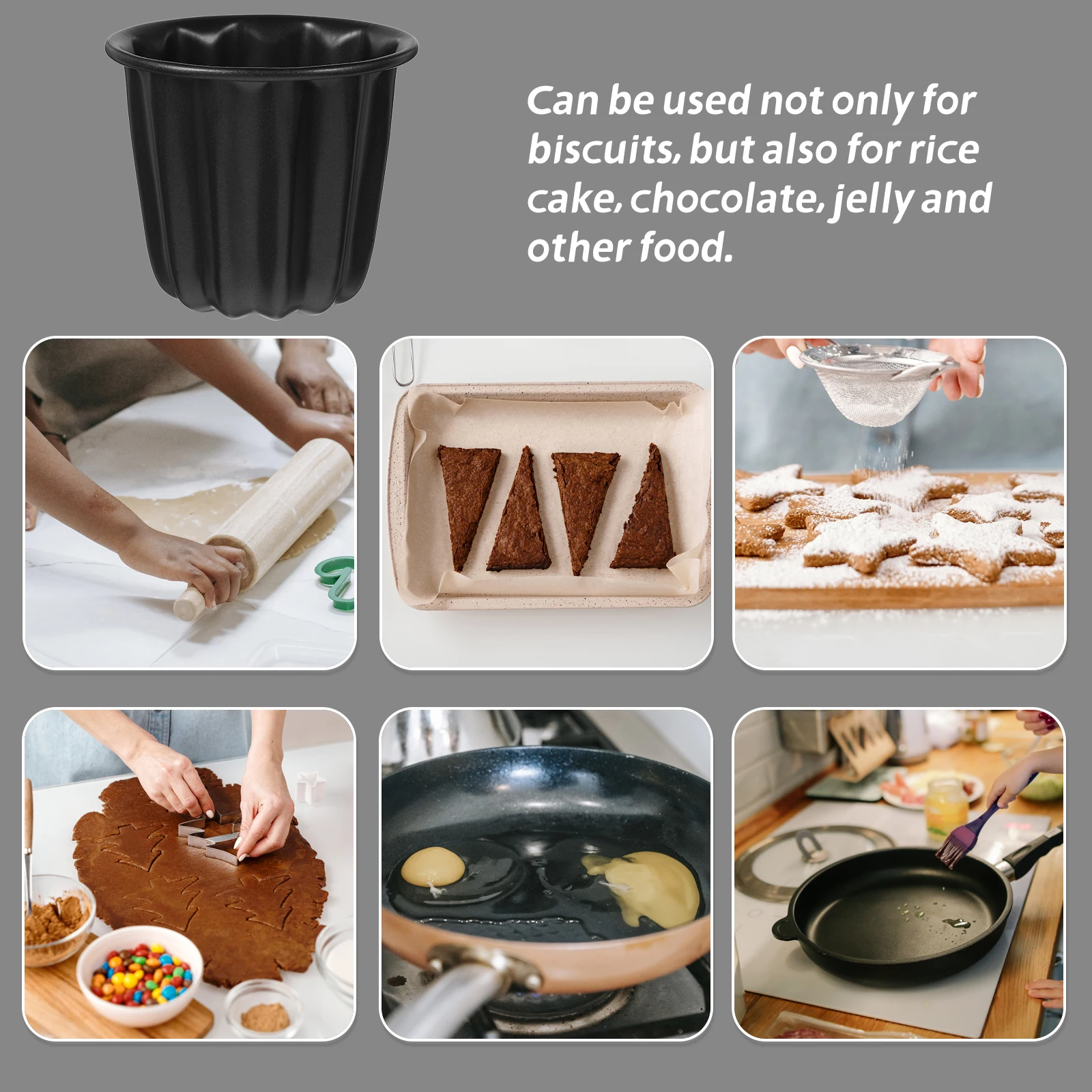 

4Pcs Muffin Cake Molds Non-Stick Carbon Steel Multi-Function Baking Cups for Pies Cupcakes Jellies Pudding Baking Tools