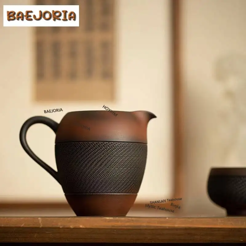 Pichet à thé en céramique violette de 250 ml avec motif couteau sauteur, distributeur de thé Cha Hai, tasse de justice, tasse équitable, accessoires pour cérémonie du thé