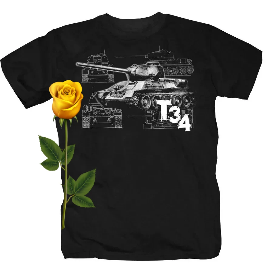 

WWII Soviet Army T-34 Tank T-Shirt 100% Cotton O-Neck Short Sleeve Summer Casual Mens T-shirt Streetwear