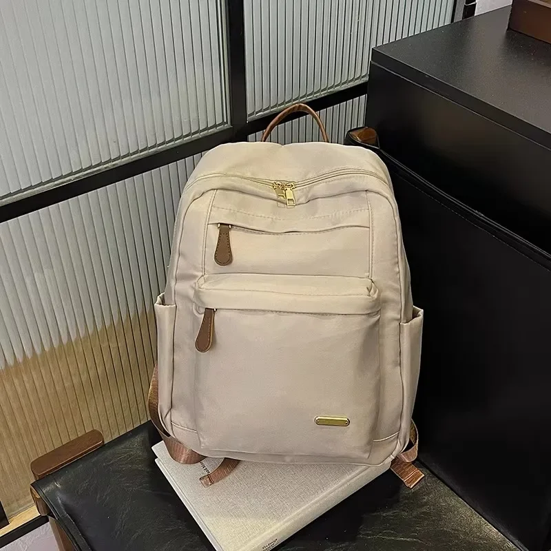 

Модные нейлоновые повседневные рюкзаки на молнии с швейными нитками, Лидер продаж 2025, универсальные классические школьные сумки большой вместимости для женщин