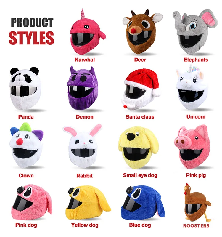 Helmet Protection Headgear Cover Cartoon Fluffy Plush Set For Motorcycle Full-Face Protective Case Motorbike Safety Trendy