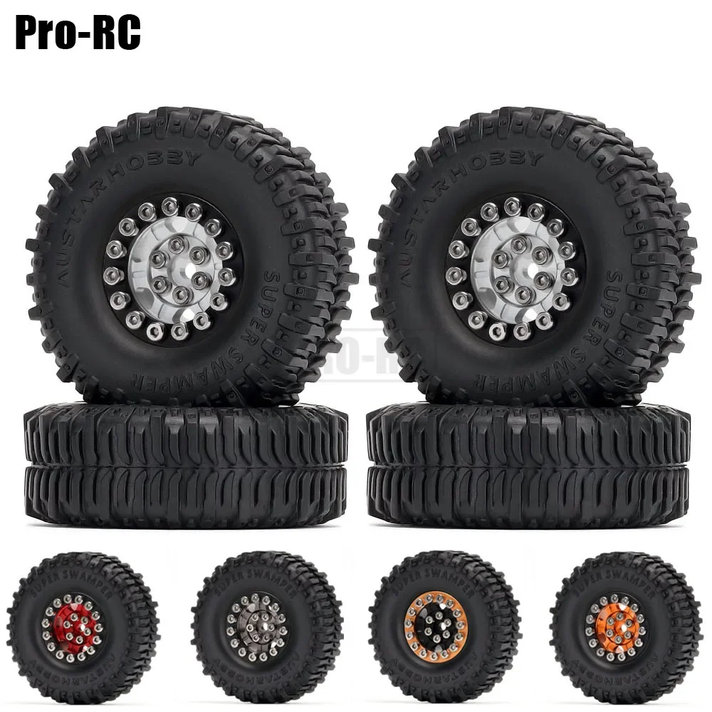 

VITEZOR 60*20mm 1.0" Beadlock CNC Wheel Rims & Mud Tires for 1/24 RC Crawler Car Axial SCX24 AXI90081 Gladiator Upgrade Parts