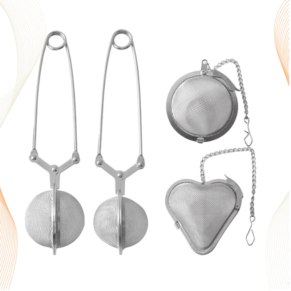 

4 Pcs Tea Strainers for Loose Fine Mesh Infuser Heart Shape Round Stainless Steel Kettle