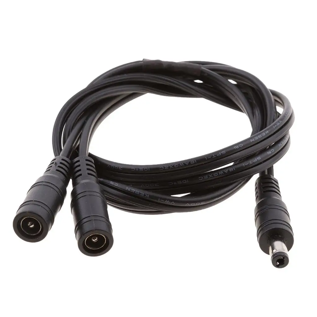 5.5mmx2.1mm 1 Female to 2 Male DC Power Splitter Cable Adapter for Camera