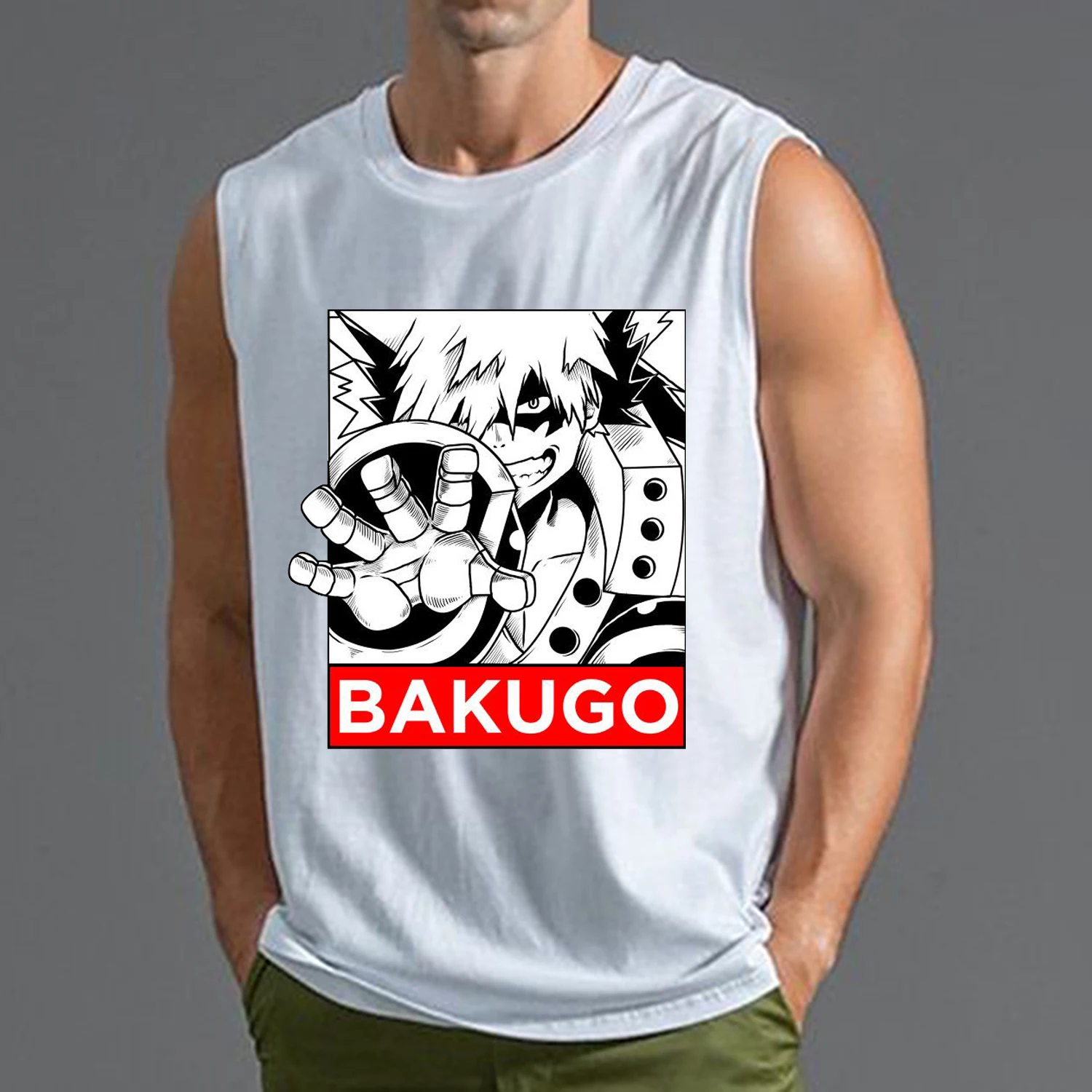 My Hero Academia Anime Men Sleeveless T-shirt Funny T Shirt Harajuku Kawaii Graphic Tees Vest Cartoon Oversized Clothing Tank