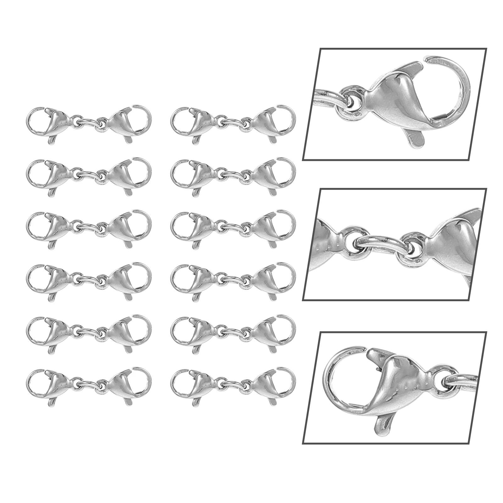 

25 PCS Extender Chain Lobster Clasp Choker Necklace Stainless Steel with Jewelry Clasps Buckle Claw Bracelet Fastener