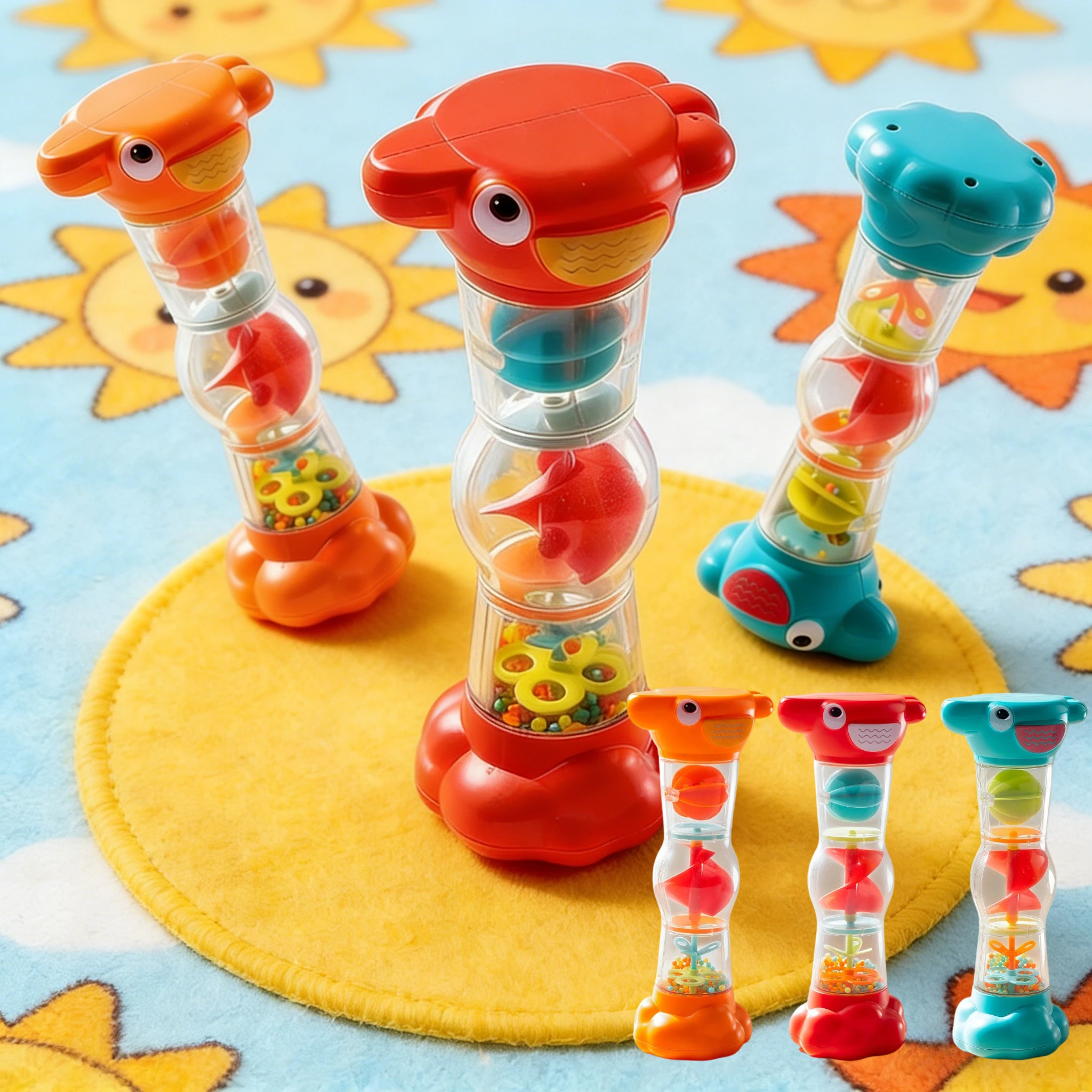 Baby Sanduhr Spielzeug Rotierende Musik Tamburin Spielzeug Sand Hammer Instrumente Ball Rollen Visuelle Auditive Übungen Beruhigende Babys