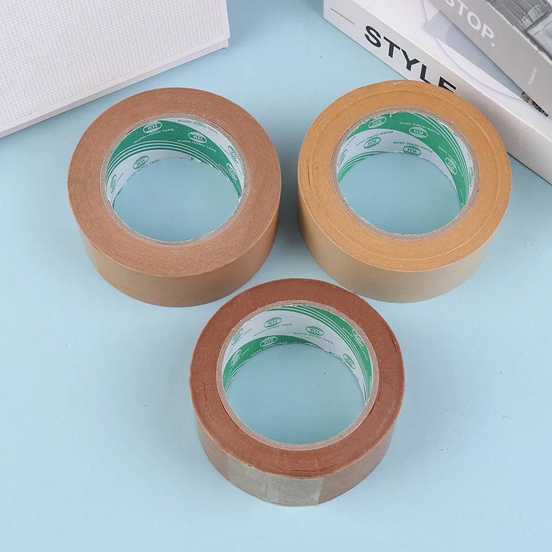 1 Roll Brown Kraft Paper Tape Recyclable Packing Tape Ecofriendly Self Adhesive Gumed Kraft Tape For Packing Shipping