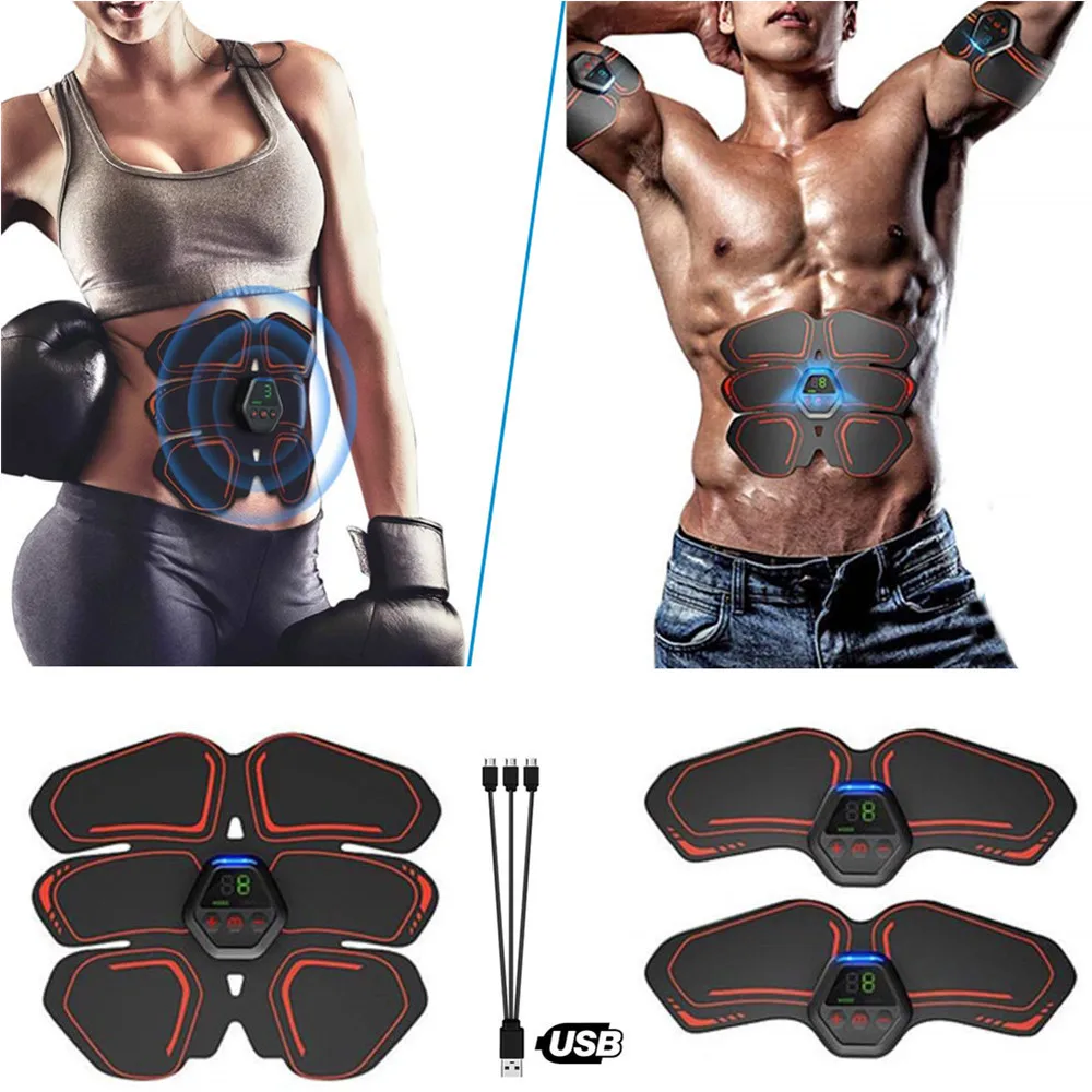 Muscle Stimulator EMS Abdominal Hip Trainer Toner USB Abs Fitness Training Gear Machine Home Gym Weight Loss Body Slimming