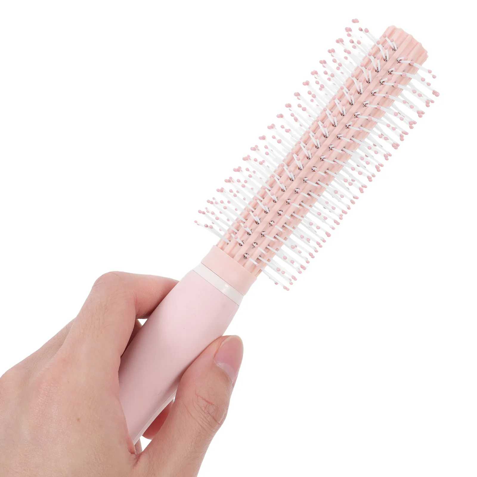 

Mini Roll Brush Curling Hair Brush Lotus Pink Compact Portable Hair Styling Tool Blow Drying Roller Comb for Women Travel Home