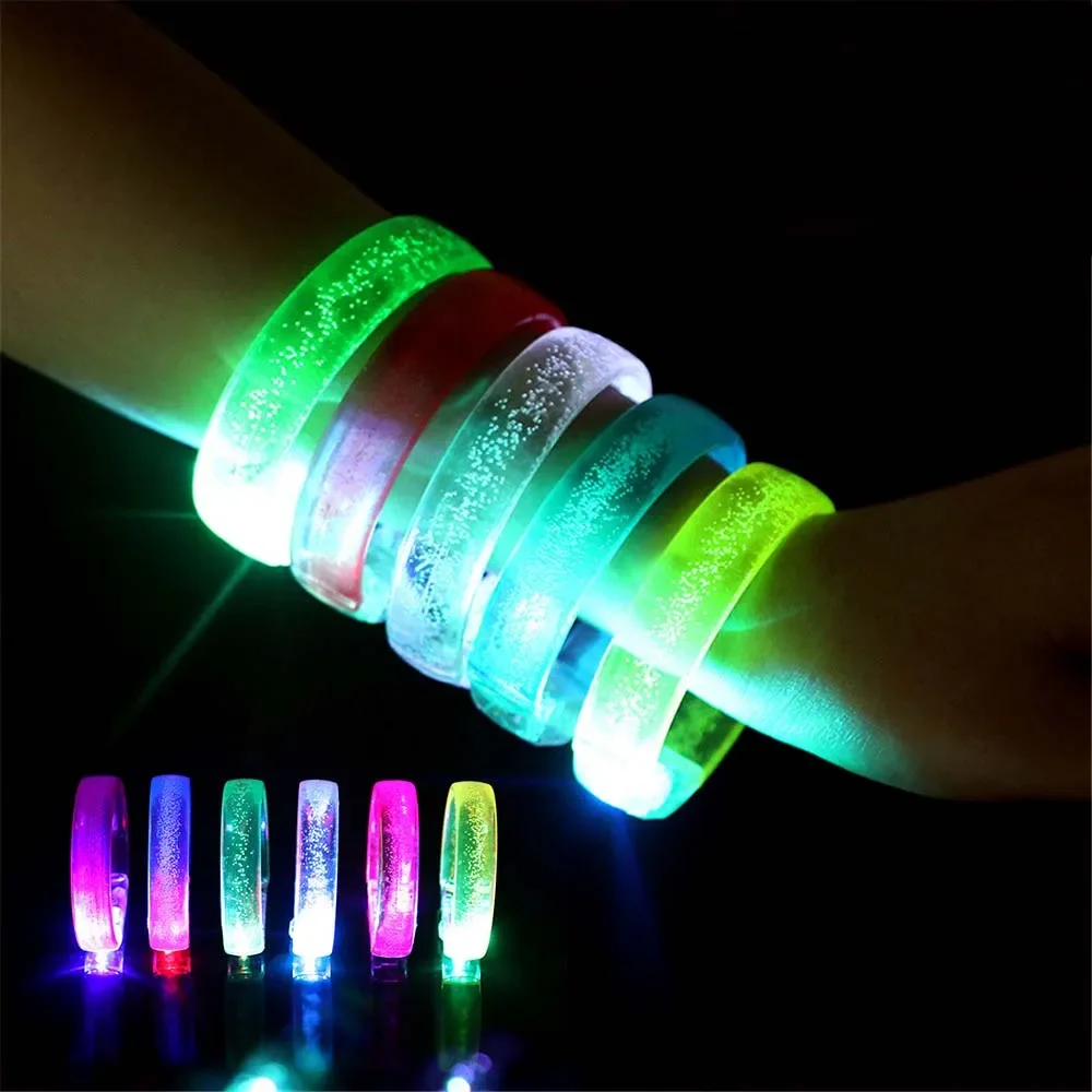 20pcs  Acrylic LED Flash Bracelet Luminous Wristband Bangle Night Bar Glow Party Cosplay Birthday Wedding Festival