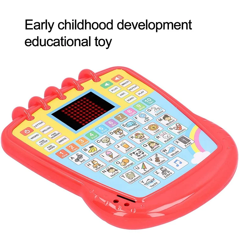 Máquina de aprendizagem de inglês, iluminação de música infantil, contato e aprender brinquedo de inglês, vários modos de aprendizagem, brinquedo interativo