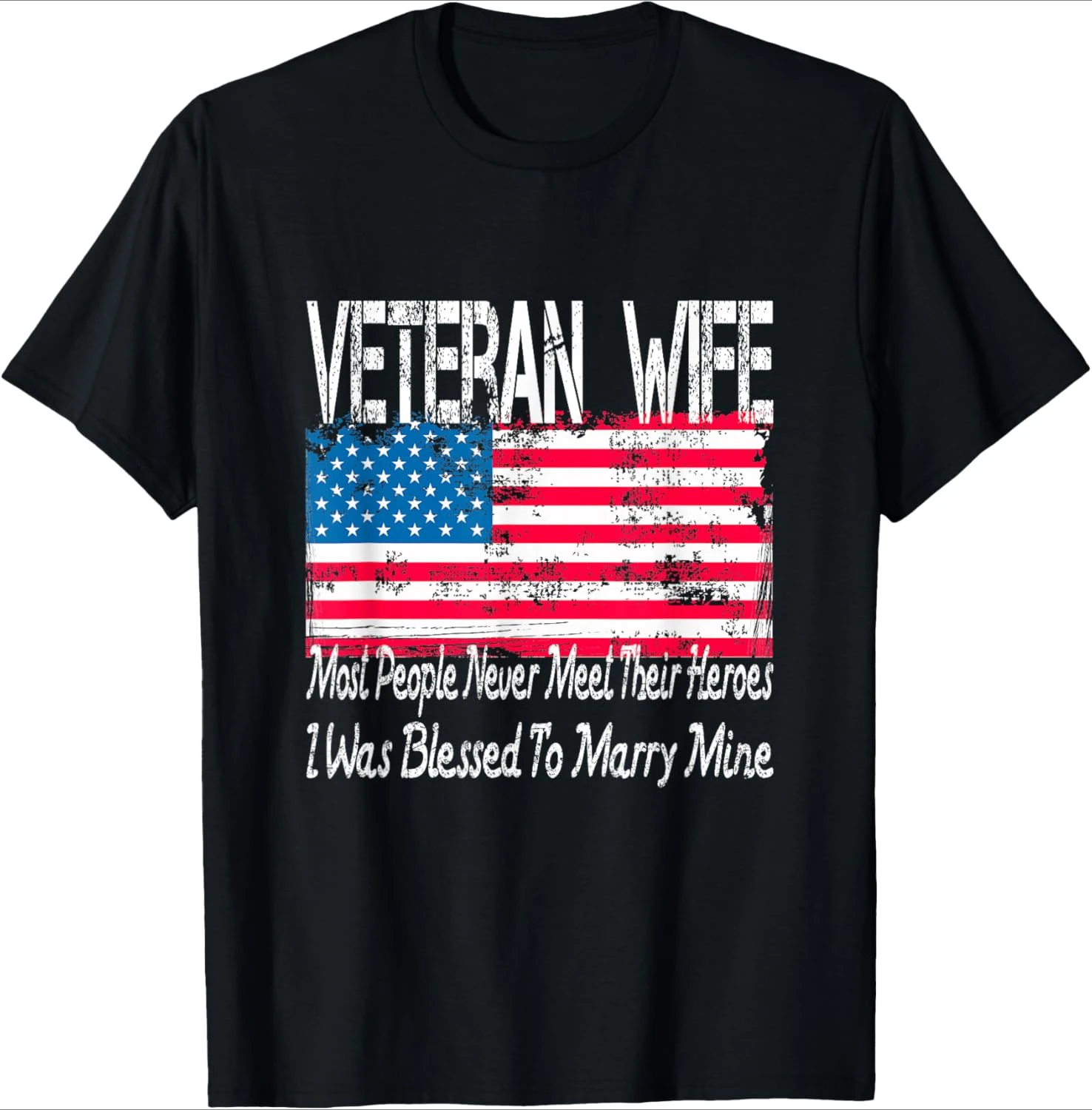 

US Military Veteran Wife Blessed To Marry My Hero design-100% cotton summer casual O-neck short sleeve printed men's T-shirt.