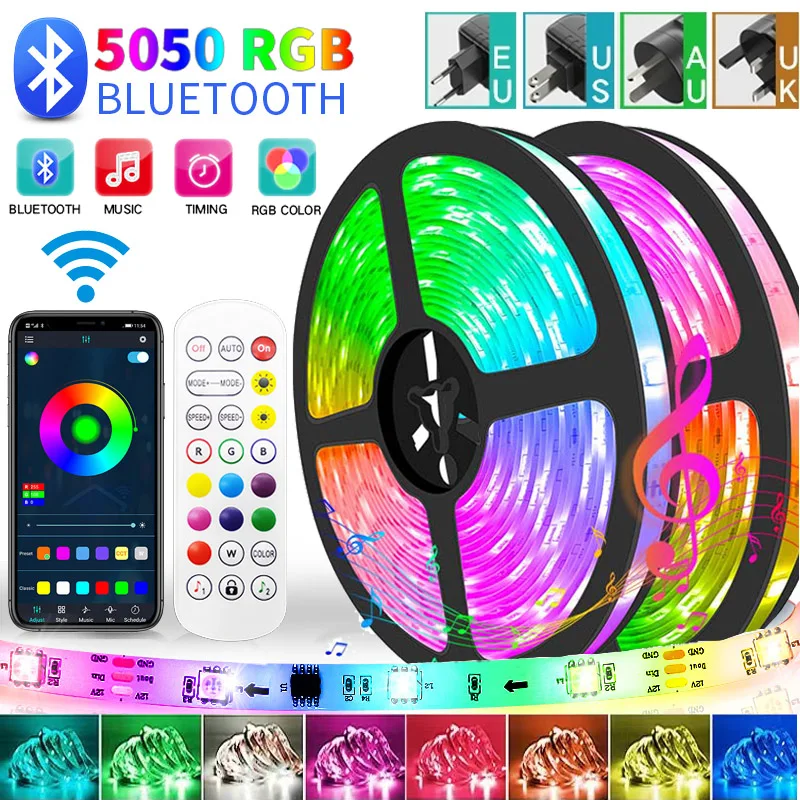 LED Strip Light RGB 5050 Lights Flexible Ribbon DIY Led Light Strip Phone App Control Lamp Tape Diode LED Lights for Home Decor