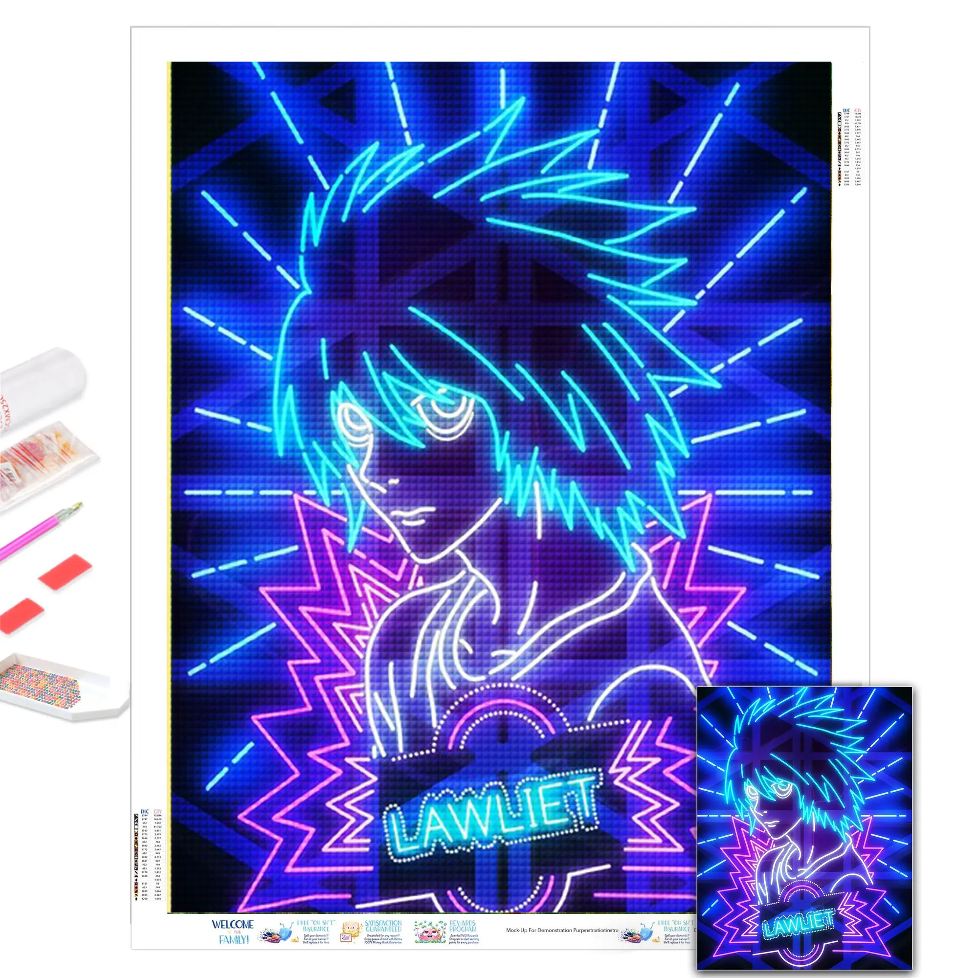 Japanese Anime Demon Slayer Death Note Aanval Op Titan Game Diamond Painting Full 5D DIY Diamond Art Mosaic Embroidery Cross Sti