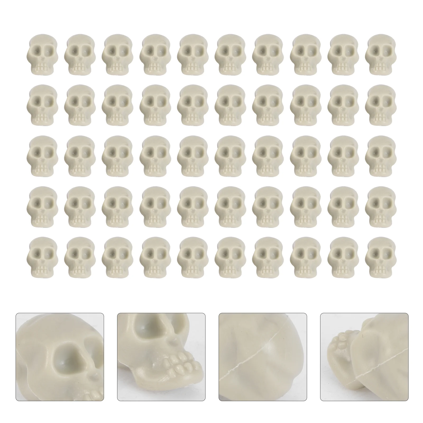 50 Pcs Halloween Skulls Toys Decor Head Ornament DIY Gift Accessary Beads Goth Room Child