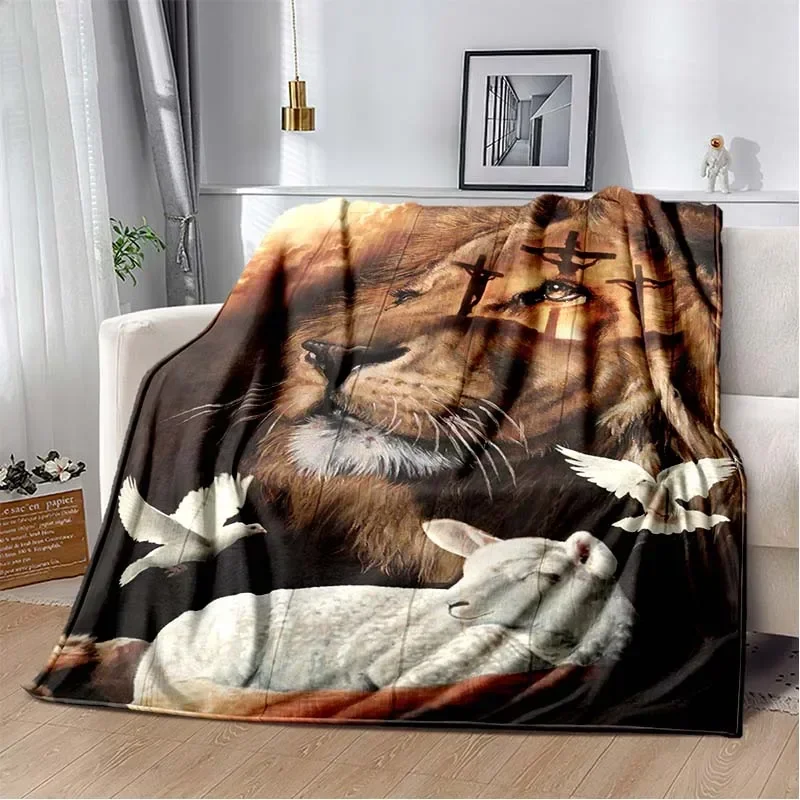

D Printed Lion Pattern Flannel Throw Blanket Soft Warm Multipurpose Blanket Perfect All Seasons Gift