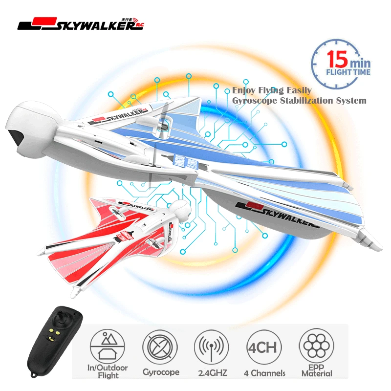 

XKS Skywalker Fixed Wing RC Plane 2.4G 4CH Foam Electric Hand Throwing Remote Control Fixed RC Airplane Glider Toy Gift for Boys