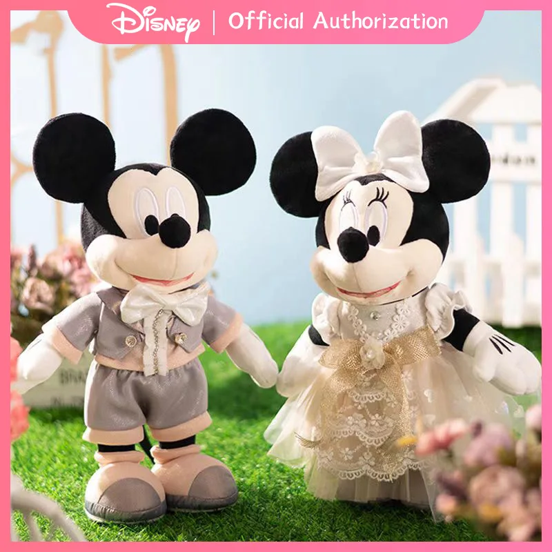 36CM Disney Mickey Mouse Cute Minnie Plush Toy Cartoon Stuffed Doll Anime Couple Souvenir Collection Kawaii Birthday Gift