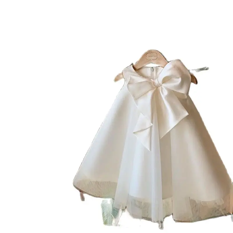 

Flower Girl Dress Kids Birthday Baptism Dresses Children Elegant Big Bow Frocks Girls Boutique Party Christening Vestidos CL908