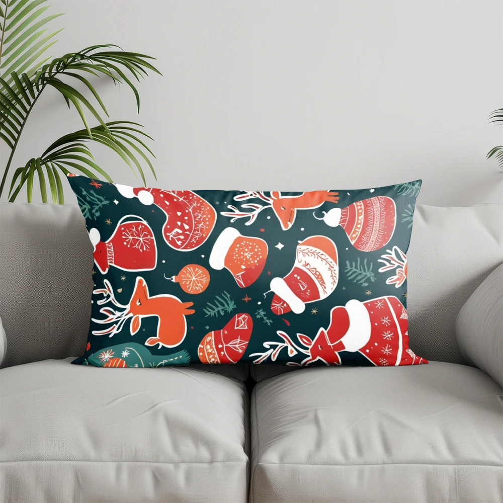 ديكور المنزل لطيف الصلصال عيد الميلاد وسادة غطاء مناسبة ل أريكة غرفة نوم سيارة وسادة غطاء وسادة مستطيلة الظهر وسادة #4